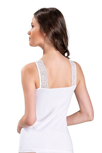 Jiber 522 Women's Cotton Lycra Lace V-Neck Wide Strap Undershirt