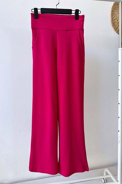 Ka Hijab Παντελόνι Hijab Crepe Corsage Wide Leg - Φούξια