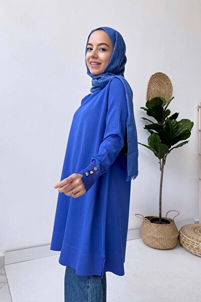 Ka Hijab Saks Blue A Form Shiny Mercerized Hijab Tunic
