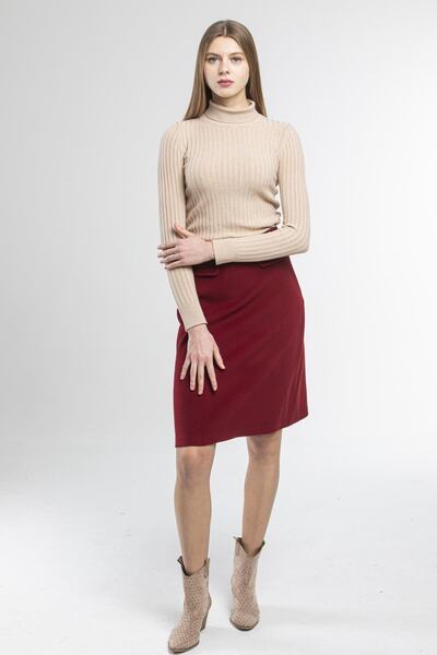 Pitti Women's Burgundy Stamped Bell Skirt