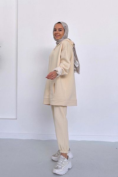 Ka Hijab Σετ αθλητικής φόρμας Hijab Shawl Hijab - Κρέμα