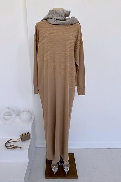 Ka Hijab Φόρεμα Zebra Mercerized - Καφέ με Γάλα