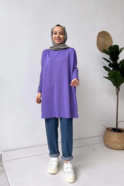 Ka Hijab Kol Detay Merserize Tesettür Tunik - Lila