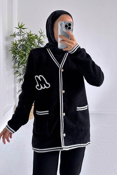 Ka Hijab Ζακέτα Buklet Knitwear Hijab - Μαύρη