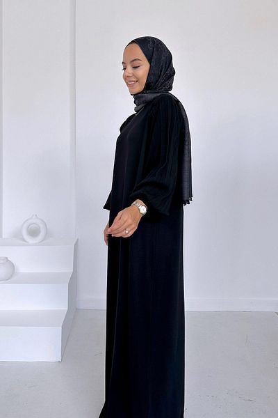 Ka Hijab Φόρεμα Hijab Mercerized με μανίκια - Μαύρο
