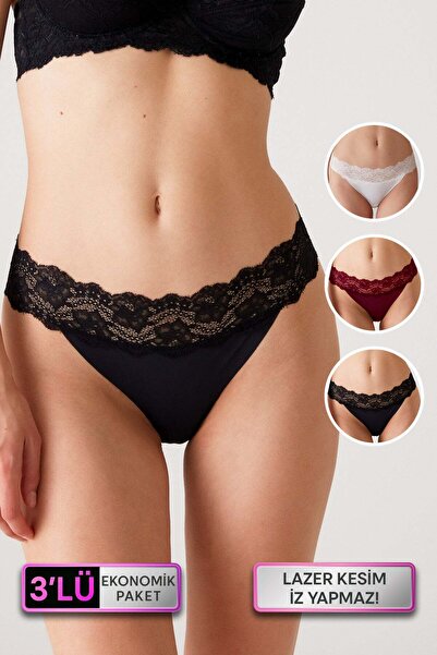 Pierre Cardin Οικονομικό γυναικείο στρινγκ 3 τεμαχίων - εκρού, μπορντό, μαύρο...