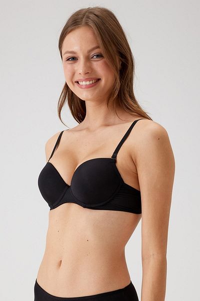Pierre Cardin Γυναικείο Μαύρο 6045 Milan Push Up Padded Micro σουτιέν (PLUG - ΜΕ λουράκι)