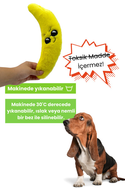 Havhav Köpek Oyuncağı Peluş Muz Toksik Madde Içermeyen Sesli Köpek Oyuncağı Köpek Uyku Arkadaşı