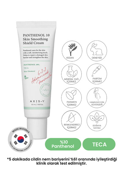 AXIS-Y Panthenol 10 Skin Smoothing Shield Cream 50 Ml- Bariyer Onarıcı Nemlen...