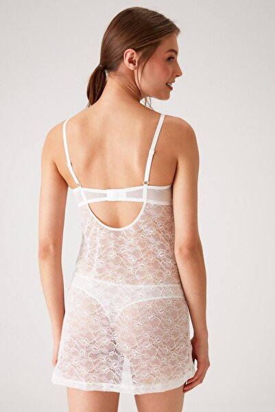 Pierre Cardin Kadın Ekru 4661 Dantelli Gecelik Takımı