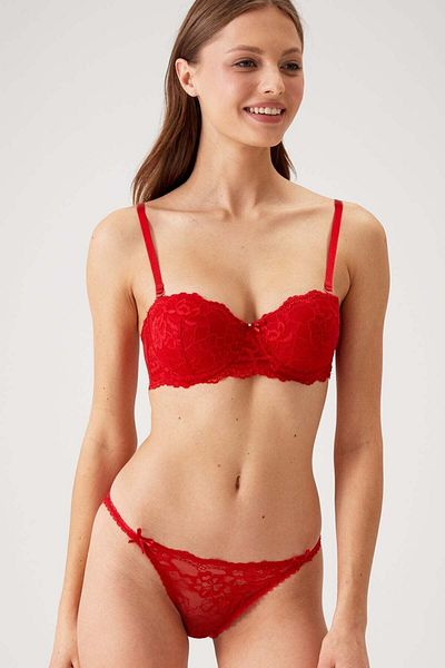 Pierre Cardin Red 4562 Siena Non-Supported Strapless Lace Bra Set