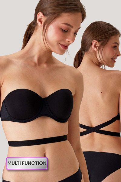 Pierre Cardin Μαύρο γυναικείο σουτιέν 6027 - Pisa Supported, Push-up Strapless, Multi Function
