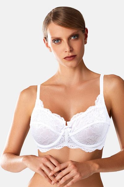 Pierre Cardin Οικονομική συσκευασία 2 τεμαχίων Ecru 7023 Underwire Minimizer Lace Up Plus Size Σετ σουτιέν χωρίς υποστήριξη
