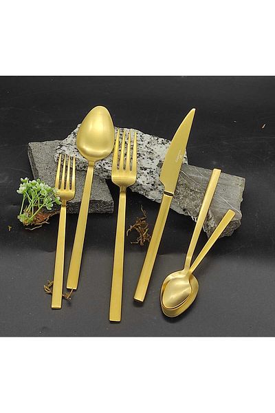 Wessenburg Berlin Matte Gold 72 Piece Fork Spoon Knife Set