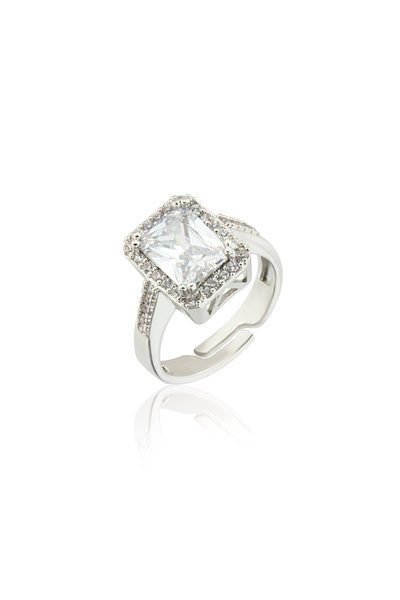 Ressia Baget Zirkon Taşlı Ayarlanabilir Çelik Yüzük