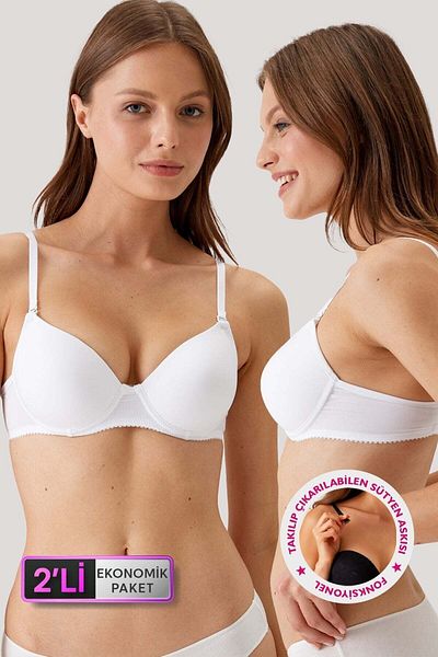 Pierre Cardin Pachet de 2 micro sutien căptușit cu sârmă alb 6805 Adria, cu împingere în sus