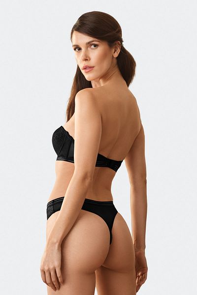 Pierre Cardin Μαύρο Soft Push Up Lace Semi Supported Στράπλες Νέο Σετ