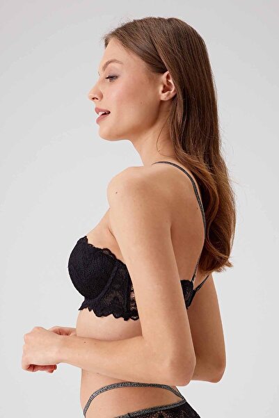 Pierre Cardin Γυναικείο Μαύρο 4732 Underwire Soft Push Up Στράπλες Μονό Σουτιέν