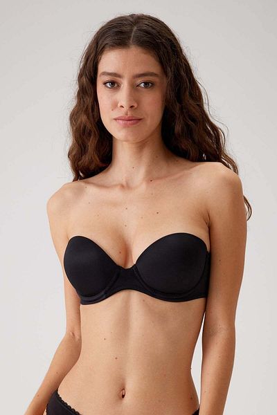 Pierre Cardin Ασπρόμαυρο 6806 Vicenza Extra Push Up Σετ στράπλες μπλουζάκι και σουτιέν - Οικονομικό πακέτο 2