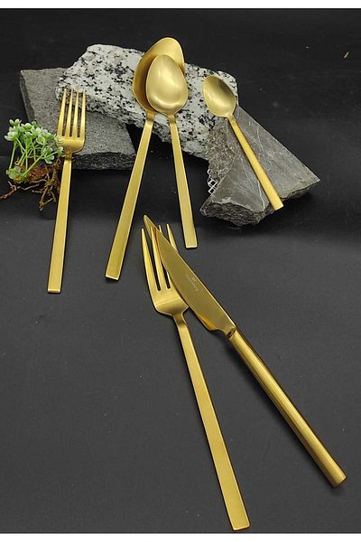 Wessenburg Berlin Matte Gold 36 Piece Fork Spoon Knife Set
