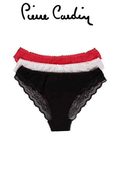 Pierre Cardin Chiloți de damă Ecru-negru-coral 2331 Lace Slip 3-Pack