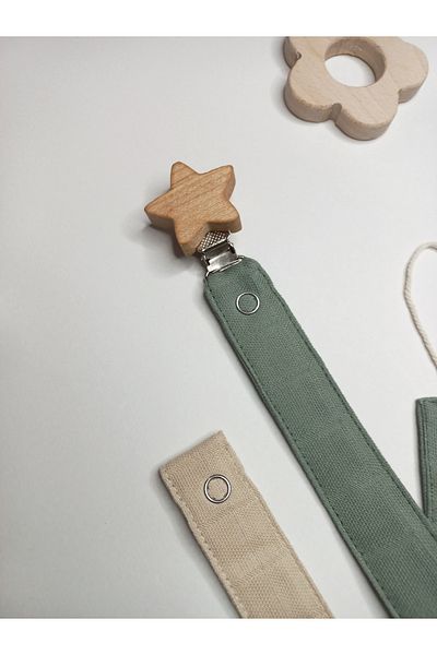 sbbaby Pacifier Strap with Wooden Clip Pacifier Chain Set of 2