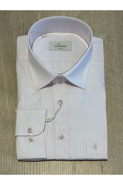 Daniel Bessi Μακρυμάνικο Regular Fit Basic Βαμβακερό ανοιχτό ροζ κλασικό ανδρικό πουκάμισο