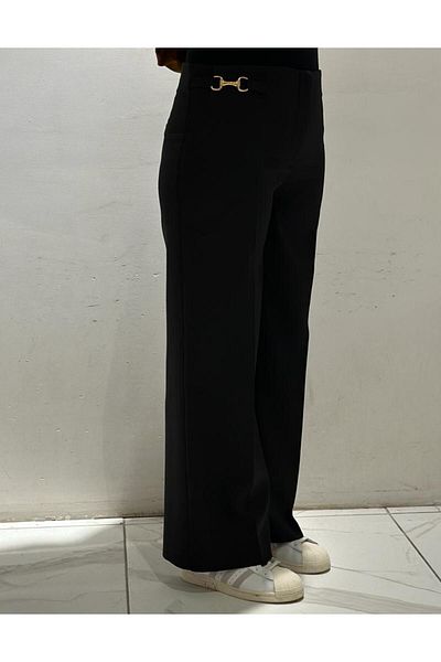 GARNİ Loose Cut Gold Detail Fabric Trousers