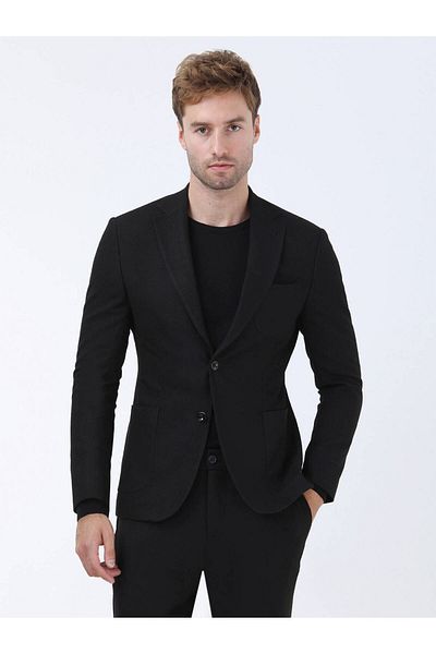 Kip Μαύρο μοντέρνο τσαντάκι με μονό γιακά 4 Drop Regular Fit Jacket