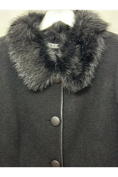 FUAT GÜRSEN Furry Leather Detail Coat