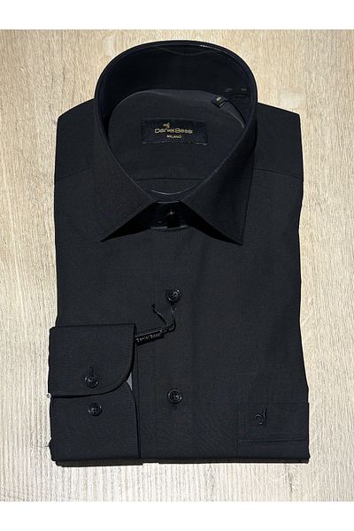 Daniel Bessi Μακρυμάνικο Regular Fit Basic Βαμβακερό Μαύρο Κλασικό Ανδρικό Πουκάμισο