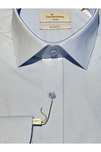 Daniel Bessi Ανδρικό πουκάμισο με μακρύ μανίκι Slim Fit Oxford υφασμάτινο γαλάζιο βαμβακερό
