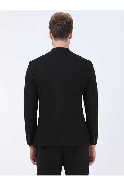 Kip Μαύρο μοντέρνο τσαντάκι με μονό γιακά 4 Drop Regular Fit Jacket