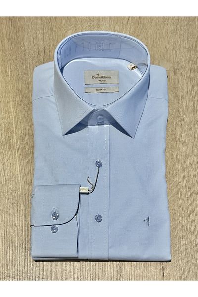 Daniel Bessi Ανδρικό πουκάμισο με μακρύ μανίκι Slim Fit Oxford υφασμάτινο γαλάζιο βαμβακερό