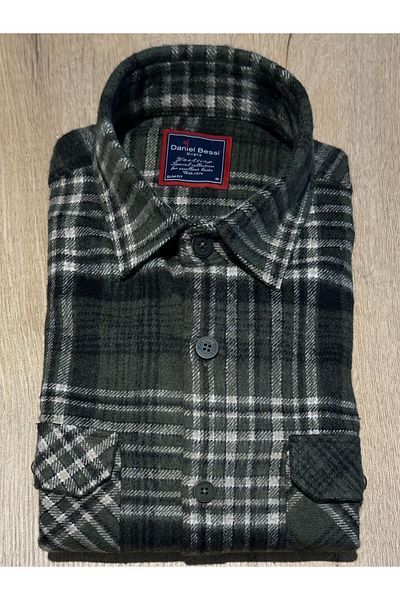 Daniel Bessi Ανδρικό πουκάμισο Casual Lumberjack με μακρυμάνικο Slim Fit καρό διπλό κάλυμμα τσέπης