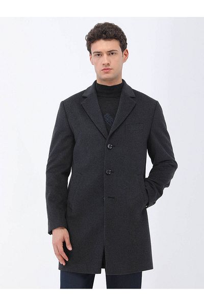 Kip Butterfly Collar Single Slit Regular Fit Wool Blend Men's Coat