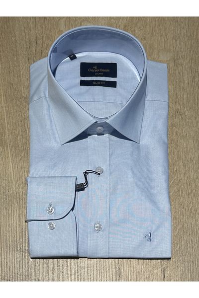 Daniel Bessi Μακρυμάνικο Slim Fit Basic Βαμβακερό Ανοιχτό Μπλε Κλασικό Ανδρικό Πουκάμισο