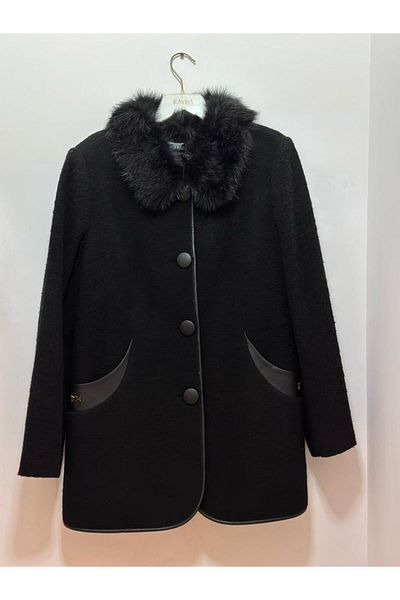 FUAT GÜRSEN Furry Leather Detail Coat