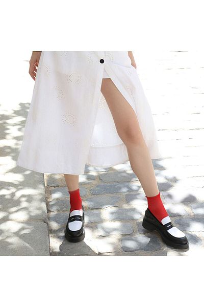 Bolero Roll Top Elasticless Women's Red Bamboo Socket Socks