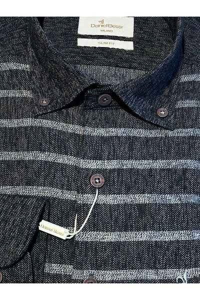 Daniel Bessi Μακρυμάνικο Slim Fit ριγέ Classic Casual Ανδρικό πουκάμισο ξυλοκόπο