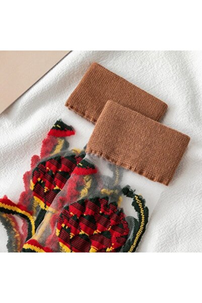 Bolero Japon Kore Tarzı Şeffaf Transparan Kadın Çorap Dragon Fruit