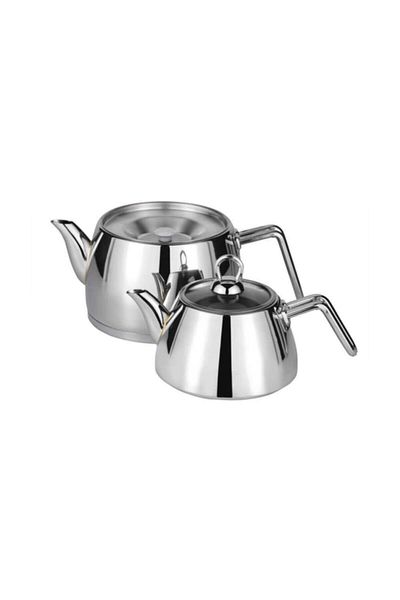 Amboss Large Size Aquamarine Silver Steel Handle - Stainless Teapot Set