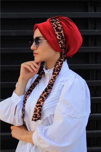 tessetür Bone diyarı Şapcă din catifea Leopard Burgundy