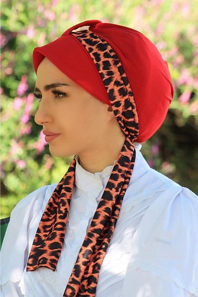 tessetür Bone diyarı Leopard Scarf Bone Red