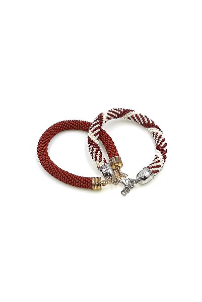 Artikel El Yapımı Kum Boncuk, Cam Boncuk 2'liörgü Bileklik