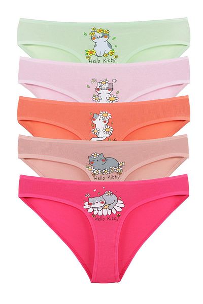 Sensu Girl's Cotton Panties Set of 5 - Kids2600