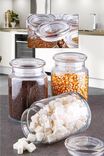 Mabeyn 3-Piece Vacuum Glass Jar with Lid 800 Ml