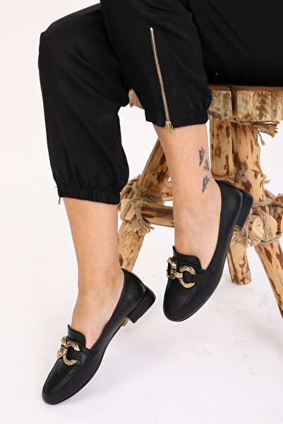 FOLLİNİ Μαύρο Δερμάτινο Γυναικείο Loafer