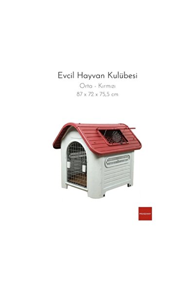 PAKEWAY Dört Mevsim Su Geçirmez Köpek Kulübesi Orta Boy- Kırmızı