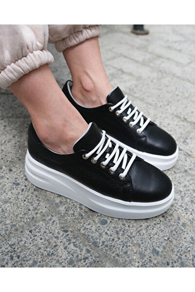 FOLLİNİ Γυναικείο δερμάτινο sneaker μαύρο